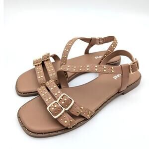 Abound Maryam Studs Flat Sandal Adjustable Strap Women's Tan Size US8.5 EU39